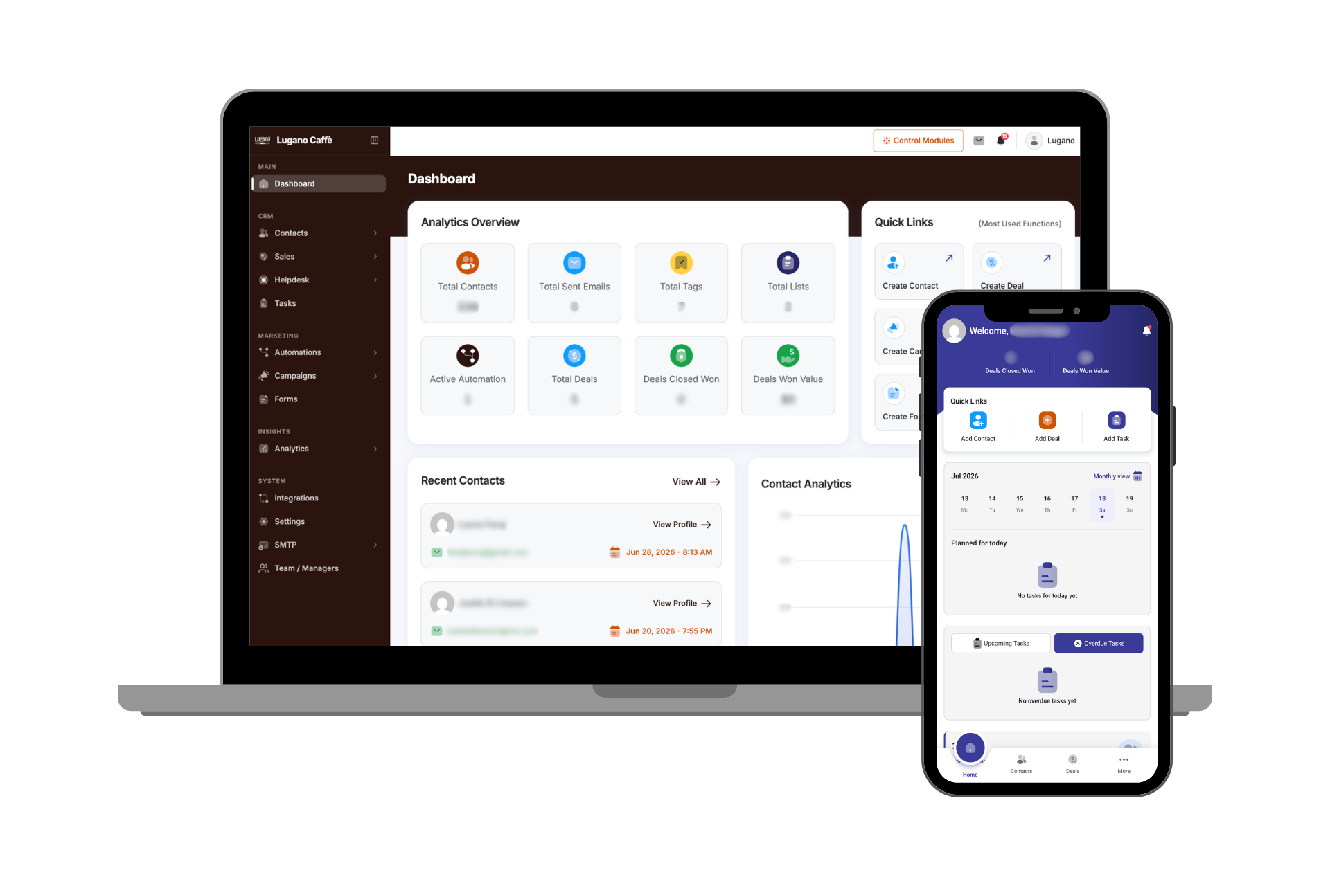 Globus Gro integrated business solutions dashboard displayed on laptop and mobile